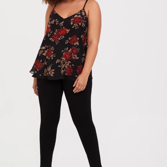 TORRID Size 5 Black & Red Floral Swing Cam… - Picture 2 of 7